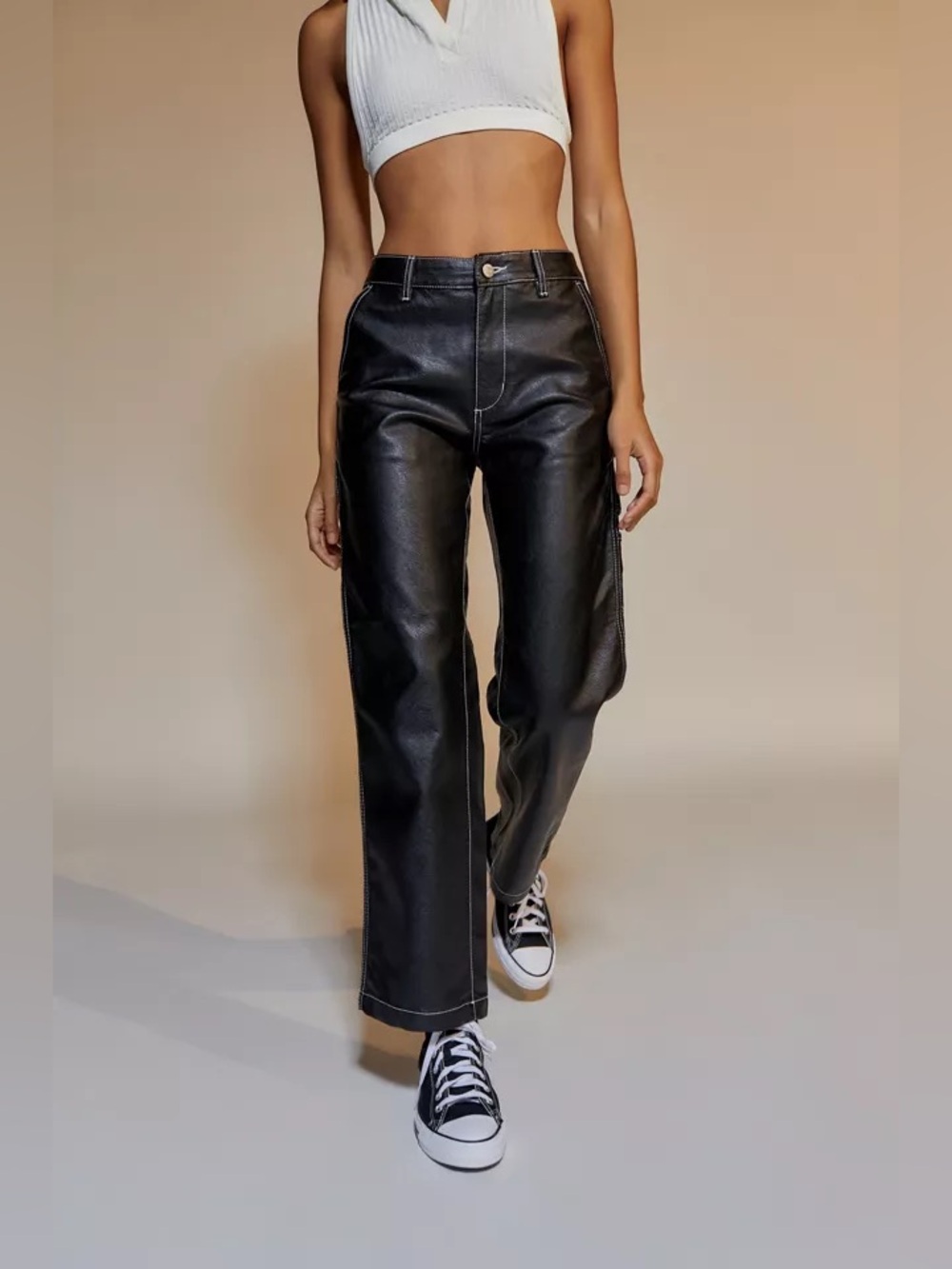 BDG Leila Faux Leather Carpenter Pant Size 27
